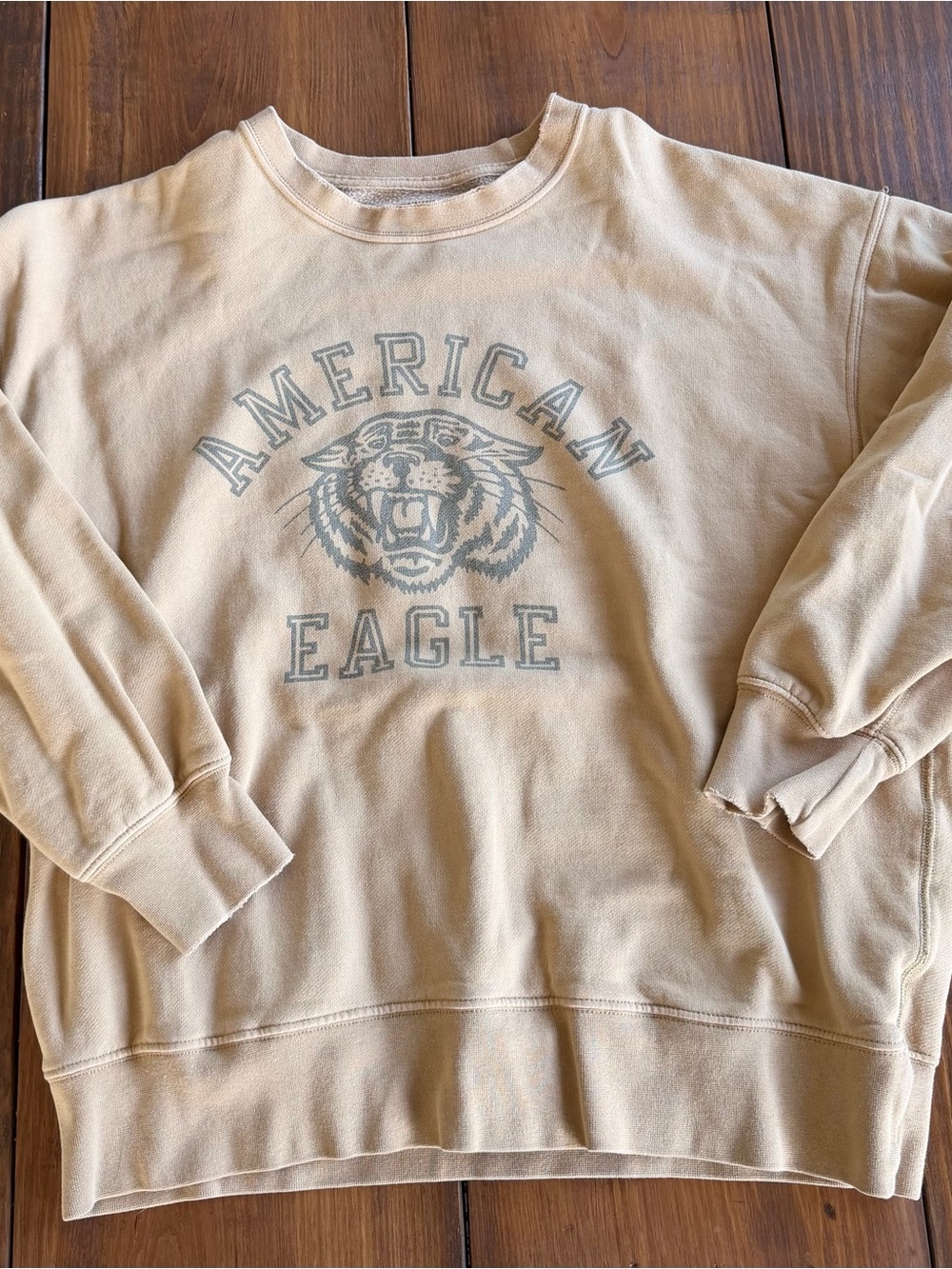 American Eagle Outfitters Sandstone Crewneck Sweatshirt with Tiger Graphic